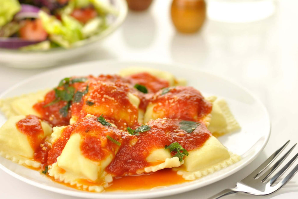 Ravioli with vodka sauce preserved lemon and crab